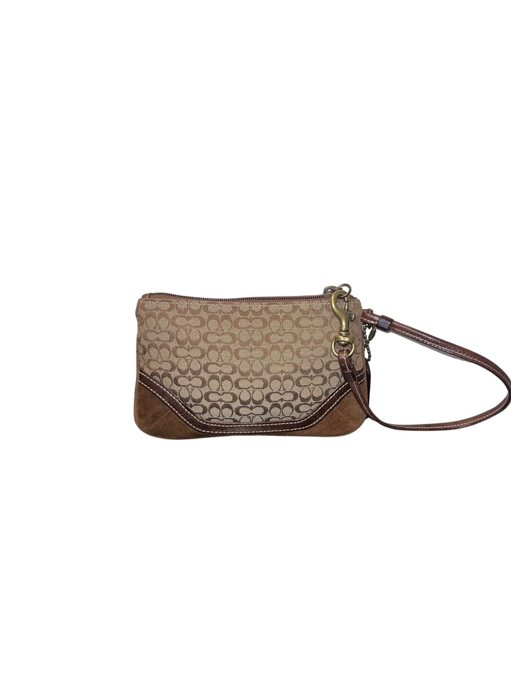 Coach Signature C Monogram Canvas/Suede Wristlet - Picture 4 of 11